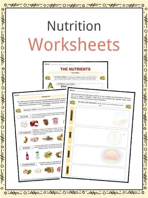 nutrition facts worksheets key information  kids