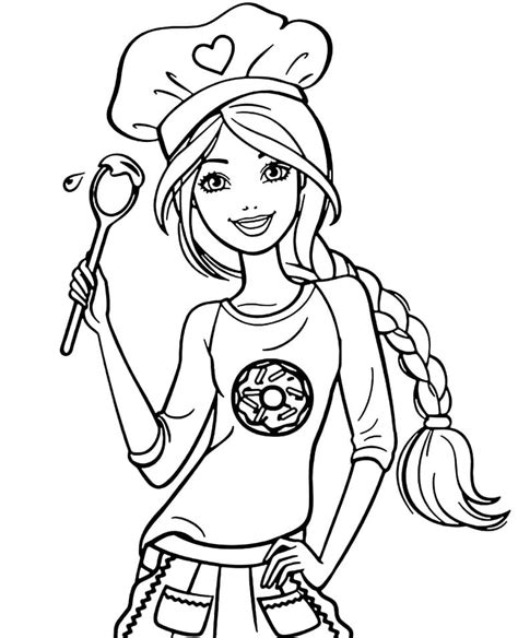 barbie chef coloring page  printable coloring pages  kids