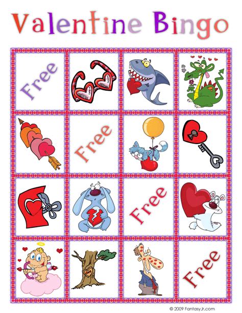 valentine bingo printable cards