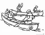 Coloring Pages Canoeing Canoes Four Two Printable Canoe Kids sketch template