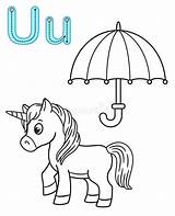 Unicorn Umbrella Kleuterschool Engels Drukken Kleurende Geschikte Studie sketch template