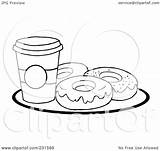 Coloring Coffee Cup Donuts Clipart Outline Illustration Royalty Plate Rf Toon Hit Pages Template sketch template