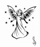 Angel Tattoo Drawing Simple Designs Tattoos Tribal Drawings Angels Easy Guardian Stencil Clipart Women Stencils Cool Sketch Beautiful Clip Wings sketch template