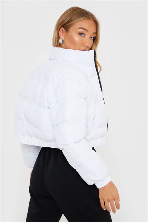 white cropped puffer jacket   style