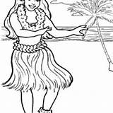 Hawaiian Hula Coloring Dancer Netart sketch template