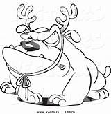 Bulldog Outlined Antlers Grouchy Toonaday sketch template