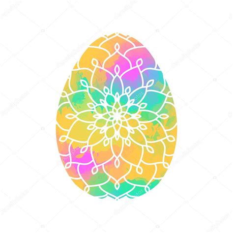 colorful easter egg  mandala pattern  watercolor backgroun