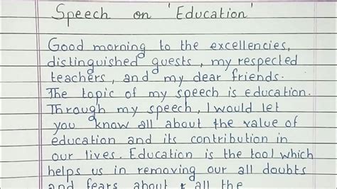write  speech  education speech english youtube