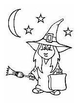 Witch Coloring Halloween Pages Treating Trick Girl sketch template