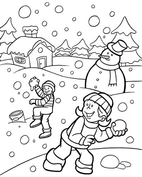 winter scenes colouring pages
