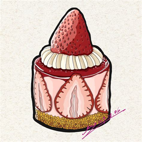 dessert drawing strawberry cake ipadpro adobedraw ekodraw