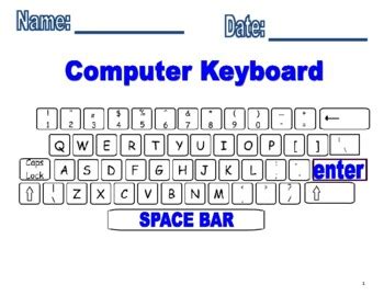 computer keyboard printout  fill  missing keys worksheets tpt