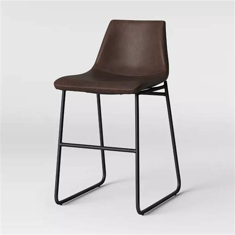 Bowden Upholstered Molded Faux Leather Counter Height Barstool Caramel