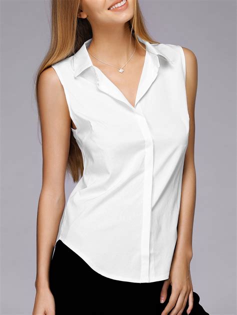 simple design shirt collar sleeveless solid color shirt