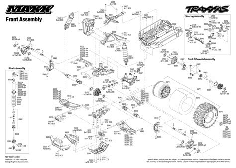 exploded view traxxas maxx  wd tqi rtr front part astra