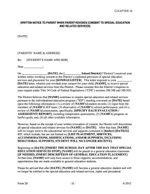 revoking special education services letter form fill  sign