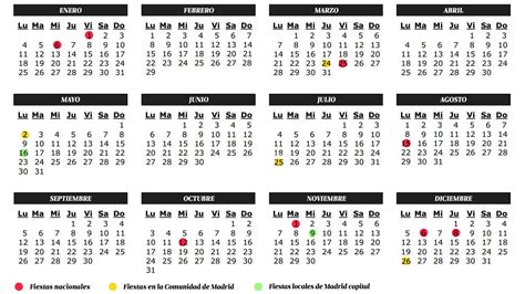 vacaciones calendario de festivos de de la comunidad