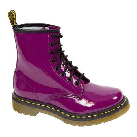 dr martens ladies classic  eyelet purple patent boot marshall shoes