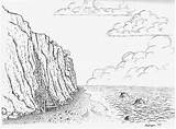Cliff Drawing Shore Fantasy Drawings Sharpie Pen Line Artist Cliffs Sea Sketched Paintingvalley Adron Sketches Am sketch template