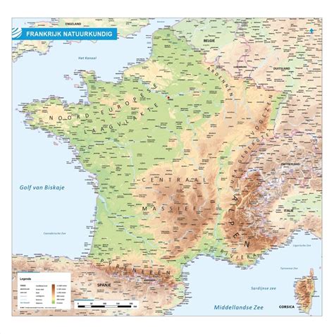 landkaart frankrijk natuurkundig landkaarten frankrijk vector map