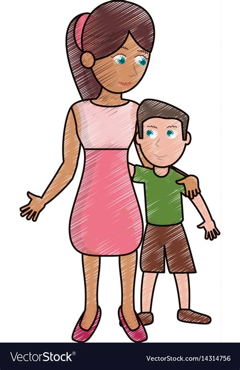 drawing mother hugging son lovely royalty free vector image