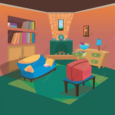 limpiar tv sala de estar en casa  estilo de dibujos animados