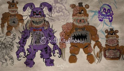 Concept Art For Twisted Freddy And Twisted Bonnie By