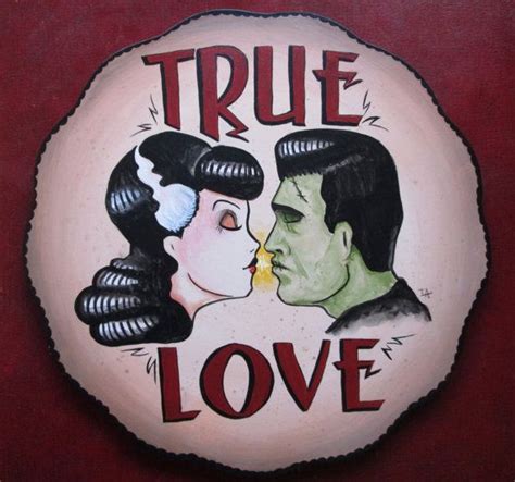frankenstein and bride true love art by rocanrol on etsy 150 00
