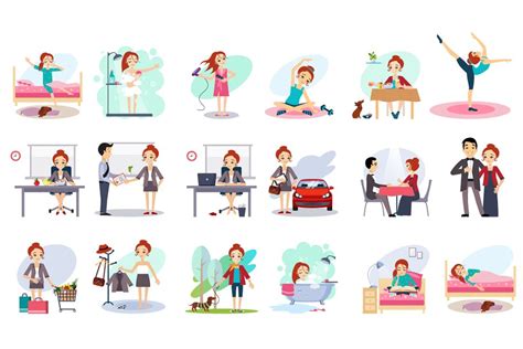 daily routine woman custom designed illustrations creative market