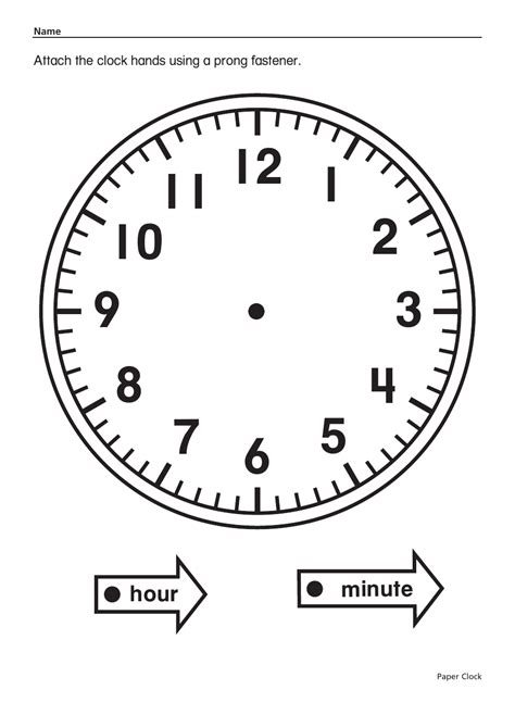 paper clock template  hands  printable  templateroller