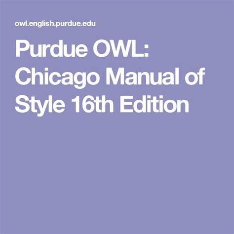 purdue owl chicago manual  style  edition writing lab essay
