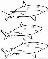 Coloring Great Shark Sea Sharks Pages Marine Print sketch template