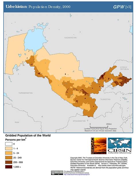 Population Density Of Uzbekistan 2000 Ancient Maps Map Uzbekistan
