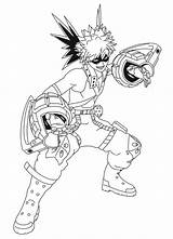 Bakugo Colorear Katsuki Hero Desenho Denki Deku Boku Colorironline Todoroki sketch template