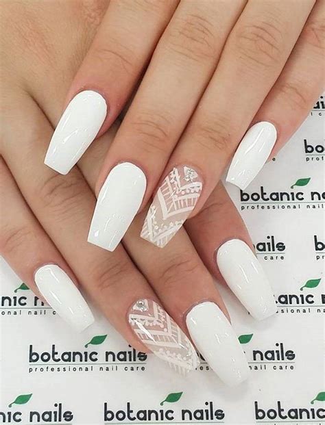 white nail art ideas art  design botanic nails nails cute