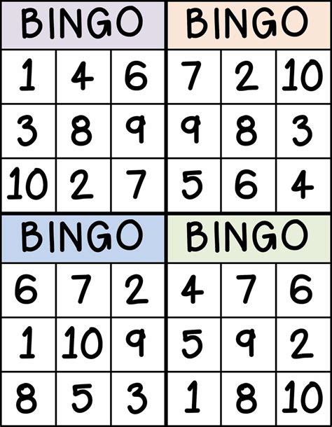 printable number bingo cards    printable