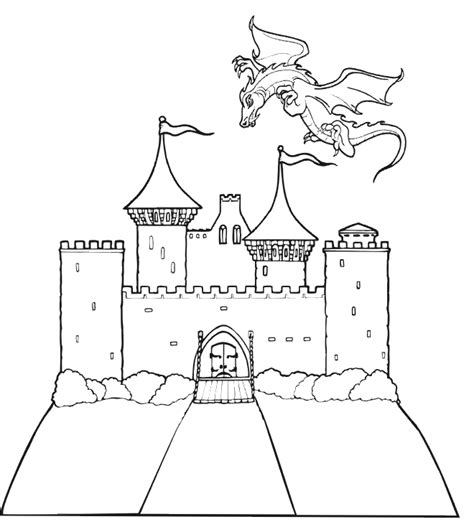 dragon coloring page dragon flying  castle  website