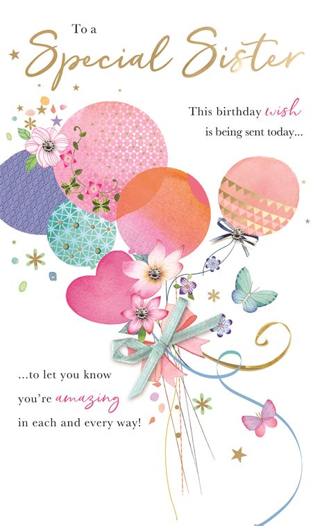 special sister embellished birthday greeting card cards
