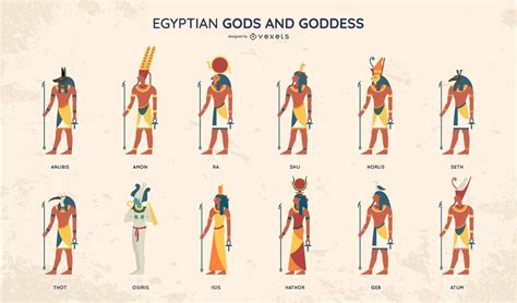 egyptian gods flat style design set vector