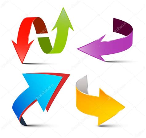 Vector Arrows Set Colorful 3d Arrows Logo Arrow Symbols Isolated On