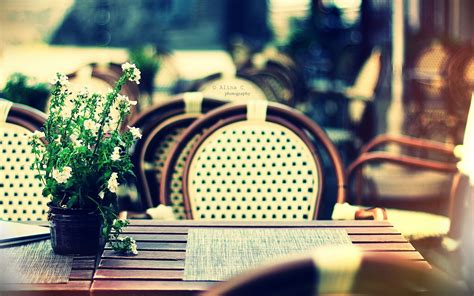 Outdoors Tables Bokeh Chairs Depth Of Field White