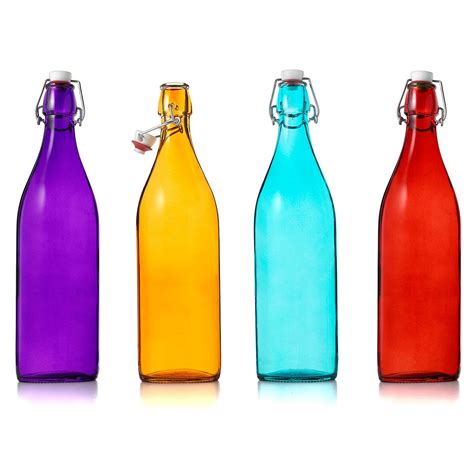 Italian Glass Bottles Decorative Red Blue Orange Purple