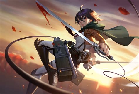 Wallpaper Shingeki No Kyojin Warrior Sword Mikasa Ackerman