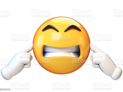 Emoji Covering His Ears Not Listening Isolated On White