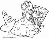 Spongebob Coloring Patrick Sand Playing Squarepants sketch template