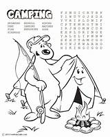 Camping Word Search Coloring Pages Printable Scouts Beaver Kids Bear Tent Scout Cub Campfire Camp Print Template Freekidscrafts Girl Pattern sketch template