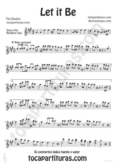 Tubescore Let It Be By The Beatles Sheet Music For Alto