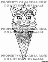 Coloring Kitty Etsy Cone Cute Own Digital Print Sold Cat Pages Outline Book sketch template