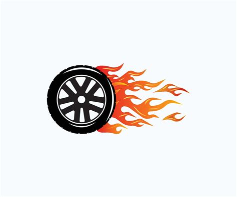 wheel logo fast speed   fiery trail stock vector tires logo design template