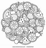Coloring Pages Vector Mandala Book Para Mandalas Adult Adults Frutas Colorear Shutterstock Colouring Fruits Relax Meditation Printable Round Vectorified Kids sketch template